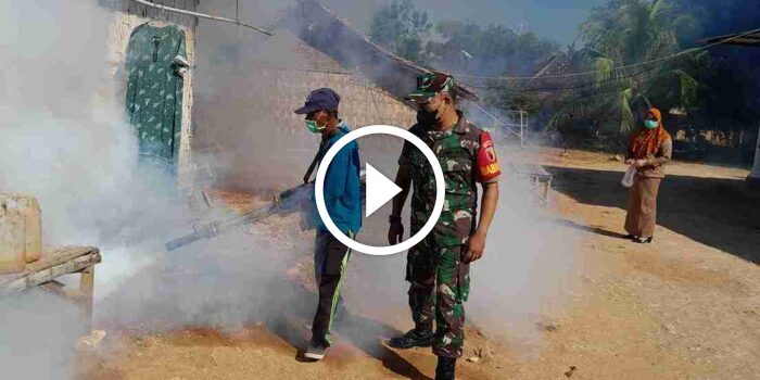 Cegah DBD, Babinsa Koramil 0826-03 Proppo bersama Puskesmas Penaguan lakukan Fogging di Desa Jambringin