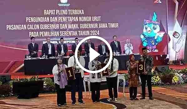 KPU Jatim Tetapkan Nomor Urut Paslon Pilgub 2024